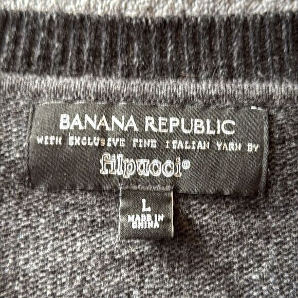Banana Republic‎ Men's Italian Yarn Wool Sweater Large Black Merino Blend - Picture 3 of 9